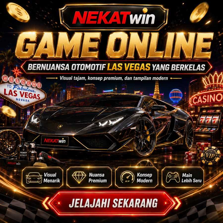 NEKATWIN daftar dan login lewat link alternatif nekatwin Banner NEKATWIN bernuansa otomotif Las Vegas dengan lampu neon dan bodi mobil mengilap