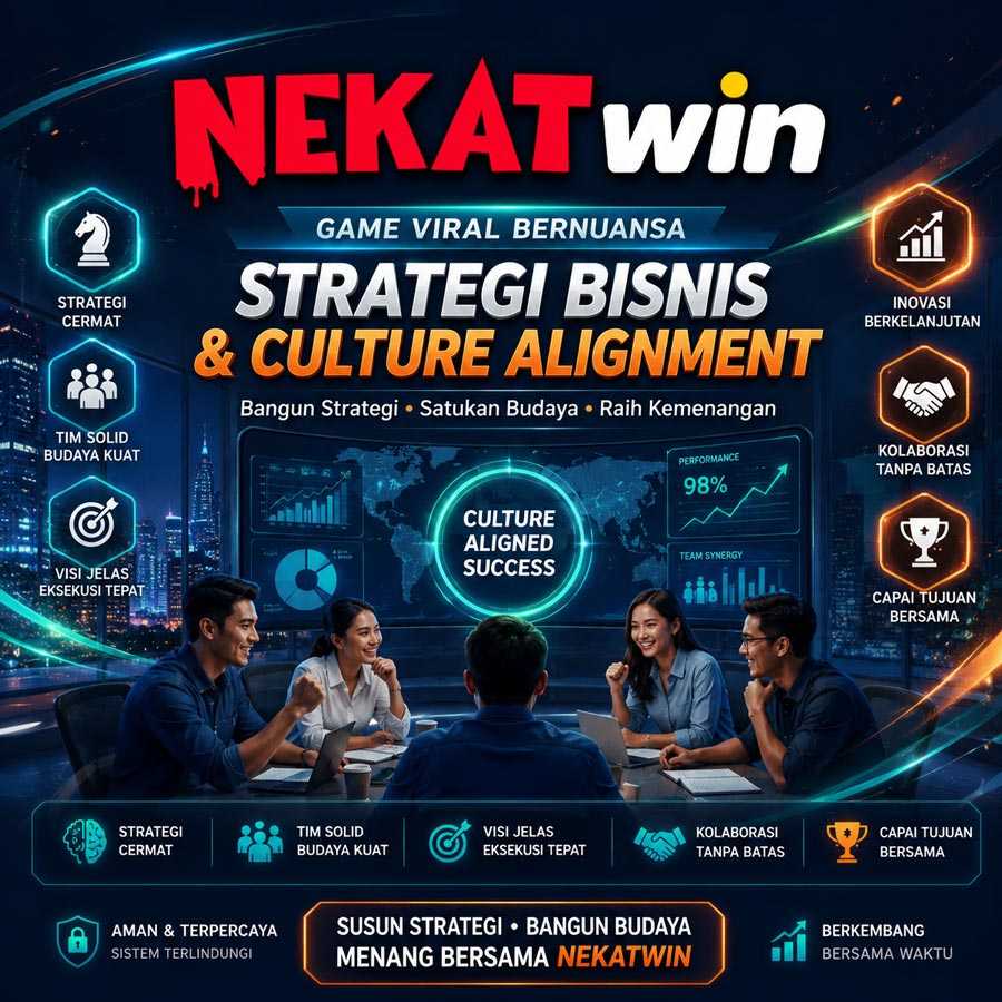 Banner NEKATWIN bertema papan strategi bisnis dan culture alignment dalam game viral