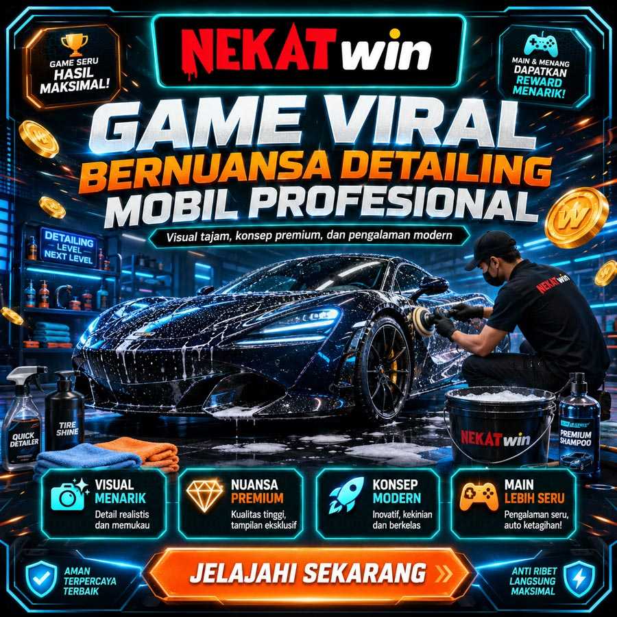Banner NEKATWIN bertema studio detailing dengan nuansa mobile car detailing profesional