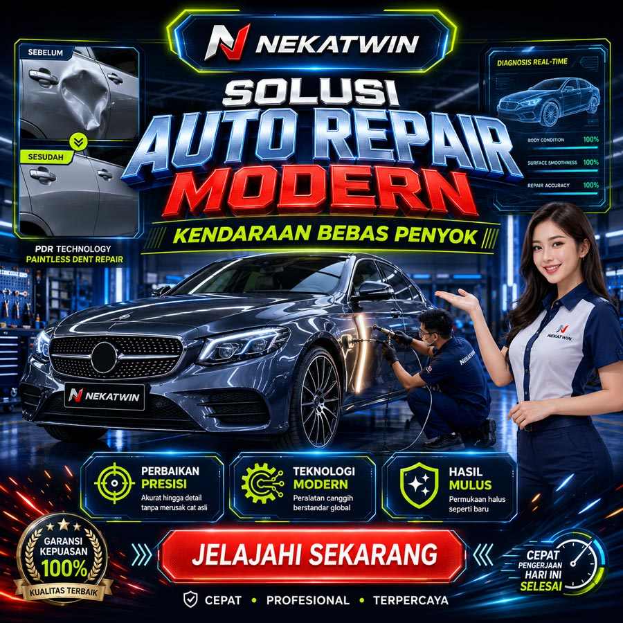 Banner NEKATWIN Auto Repair Modern Kendaraan Bebas Penyok