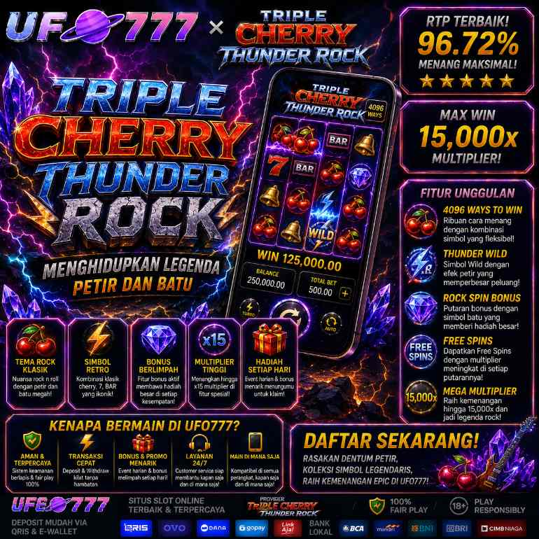 UFO777 Thunder Rock slot petir batu Triple Cherry