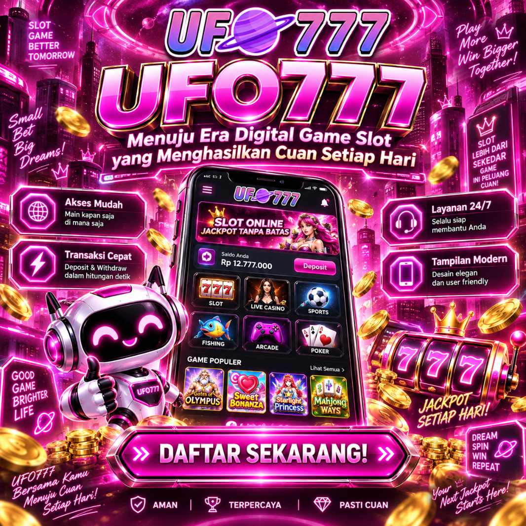 Banner UFO777 tampilan game slot digital dengan desain kekinian