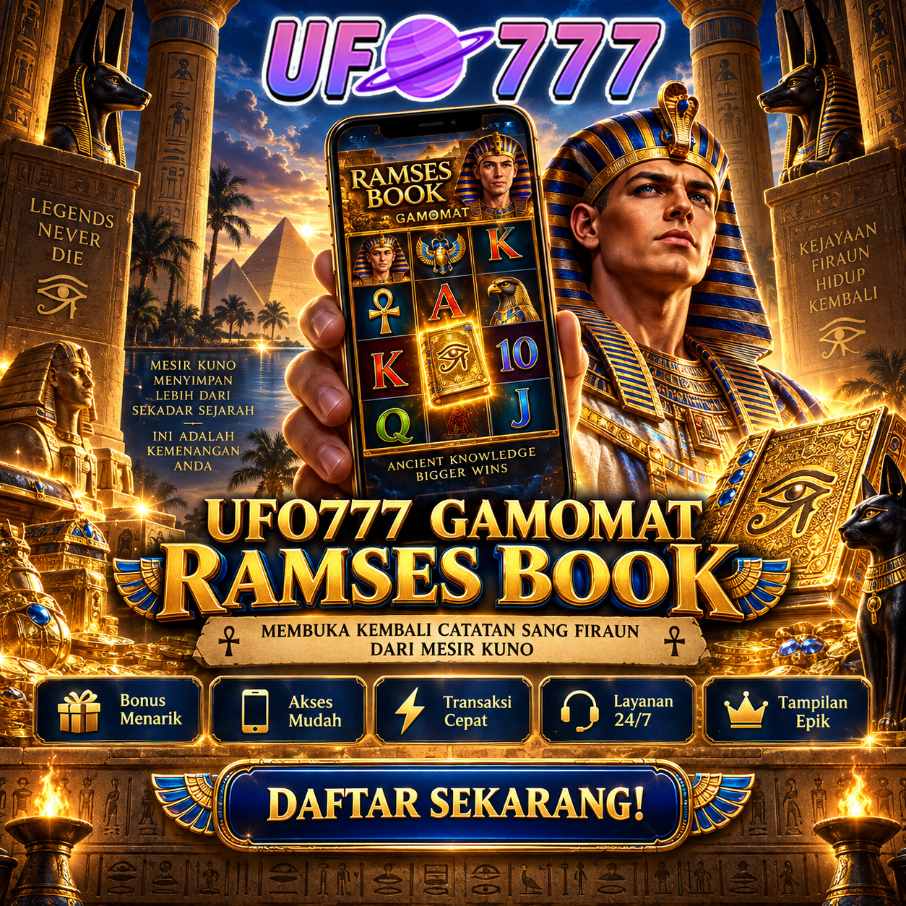 Logo UFO777 Gamomat Ramses Book bertema firaun Mesir kuno