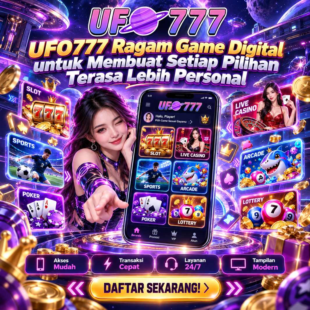 Banner UFO777 ragam game digital bertema luar angkasa ungu