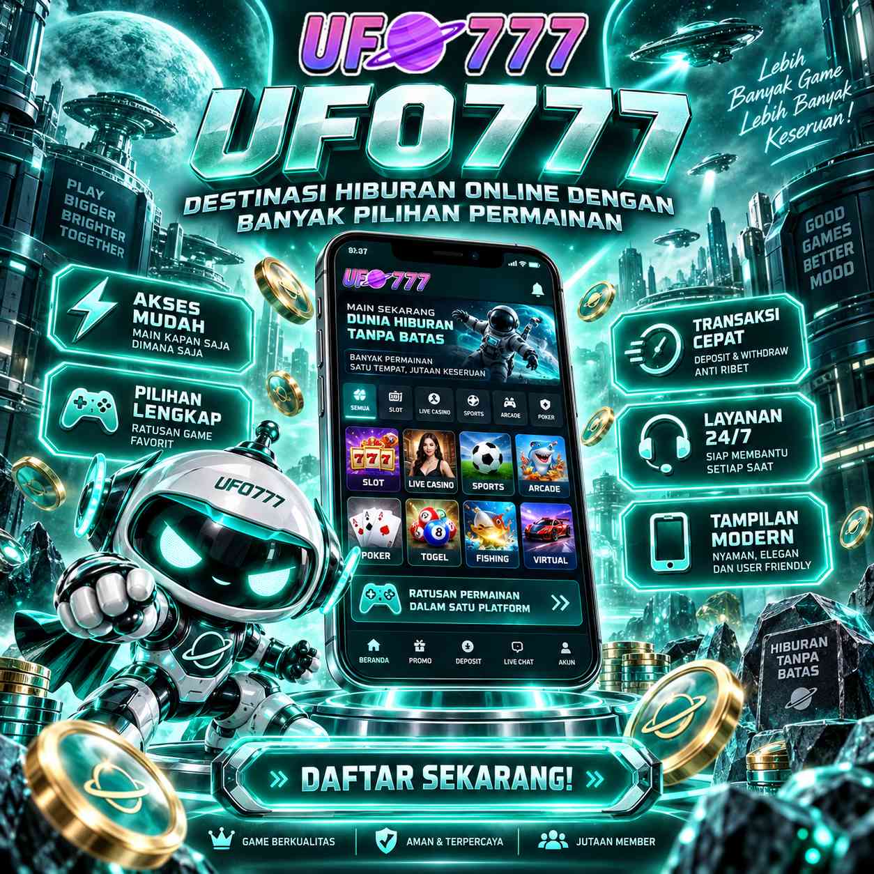 UFO777 Destinasi Hiburan Online dengan Slot, Live Casino, Sports, Togel, Fishing, dan Virtual