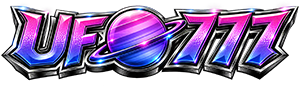 Logo UFO777 krom merah muda dengan planet bercincin